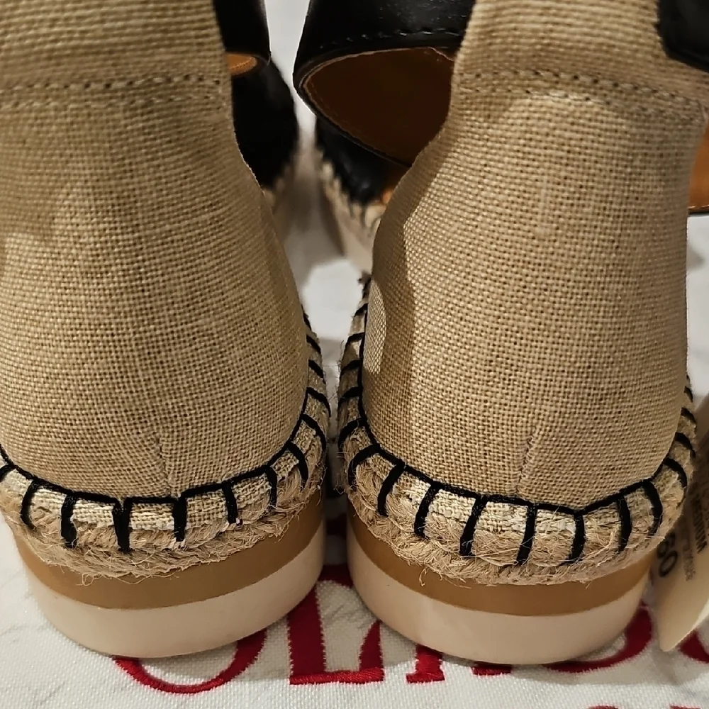 a.n.a Black and Tan Wedges Sandals